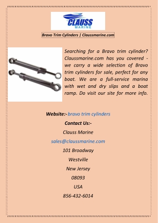 Bravo Trim Cylinders  Claussmarine