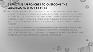 Easiest guide to resolve QuickBooks Error 6144 82 quickly