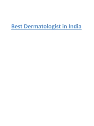 Best Dermatologist in India