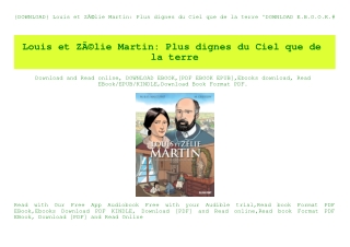 {DOWNLOAD} Louis et ZÃƒÂ©lie Martin Plus dignes du Ciel que de la terre ^DOWNLOAD E.B.O.O.K.#