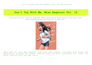 ^DOWNLOAD-PDF) Don't Toy With Me  Miss Nagatoro Vol. 12 Free Download