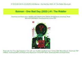 [F.R.E.E] [D.O.W.N.L.O.A.D] [R.E.A.D] Batman - One Bad Day (2022-) #1 The Riddler (Ebook pdf)