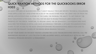 Easy technical guide to resolve QuickBooks Error H303