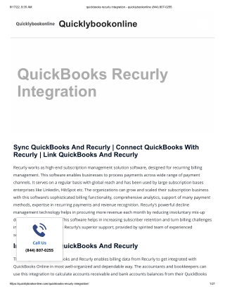 quickbooks recurly integration - quicklybookonline (844) 807-0255