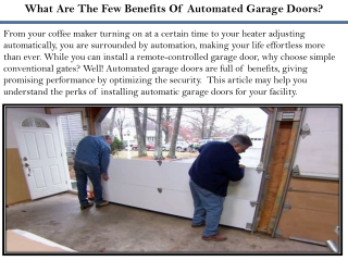 What Are The Few Benefits Of Automated Garage Doors?