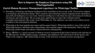 How to Improve the Employee Experiences using HR WhatAppchatbot