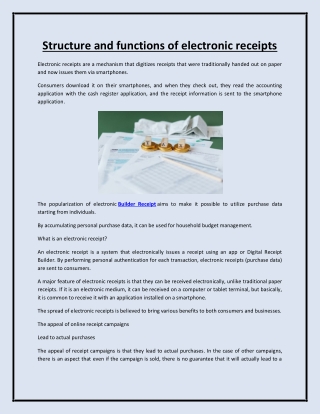 Structure and functions of electronic receipts