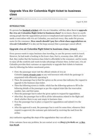 Upgrade Viva Air Colombia flight ticket to business class