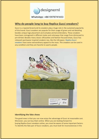 Why do people long to buy Replica Gucci sneakers?