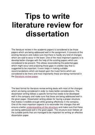 Tips to write literature review for dissertation