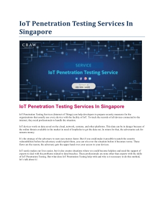 IoT Penetration Testing Services In Singapore