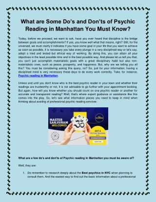 What are Some Do’s and Don’ts of Psychic Reading in Manhattan You Must Know