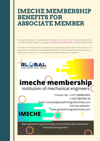 IMECHE MEMBERSHIP BENEFITS FOR ASSOCIATE MEMBER