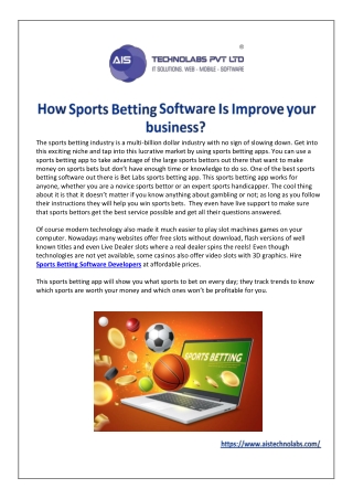 How Sports Betting Software Is Improve your business