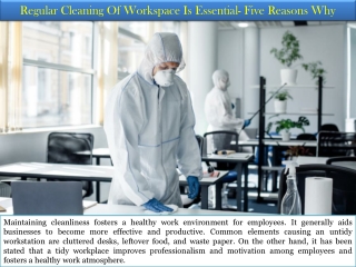 Regular Cleaning Of Workspace Is Essential- Five Reasons Why