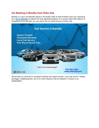 Car Booking in Bareilly