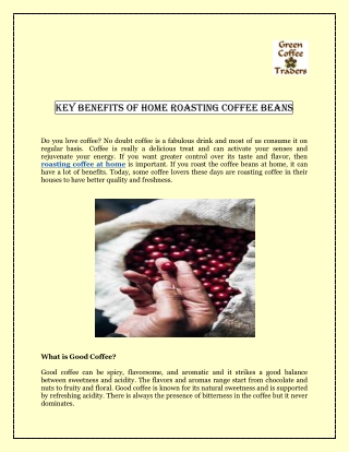 Key Benefits of Home Roasting Coffee Beans