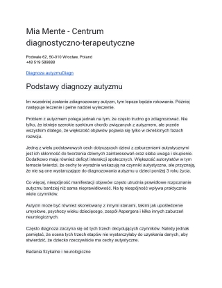 Mia Mente - Centrum diagnostyczno-terapeutyczne