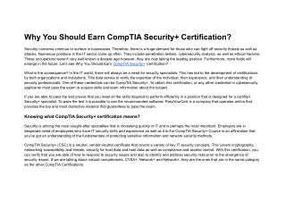 Why You Should Earn CompTIA Security  Certification?