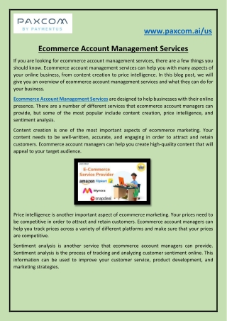 Ecommerce Account Management Services