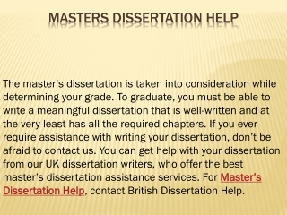 Masters dissertation help