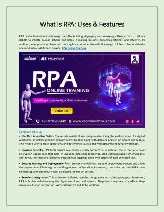 What Is RPA: Uses & Features