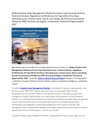 Global Aviation Asset Management Market, 2027