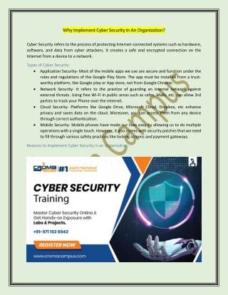 Why Implement Cyber Security In An Organization?