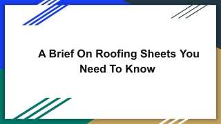 Roofing Sheet Prices In Chennai