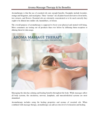Aroma Massage Therapy & Its Benefits