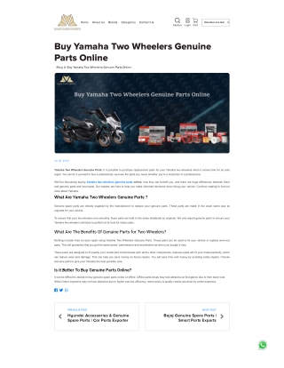 Buy Yamaha Two Wheelers Genuine Parts Online