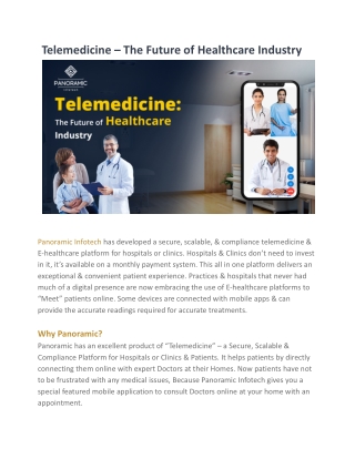 Telemedicine – The Future of Healthcare Industry