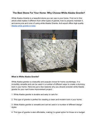 The Best Stone For Your Home_ Why Choose White Alaska Granite