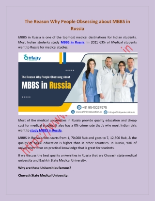 The Reason Why People Obsessing about MBBS in Russia