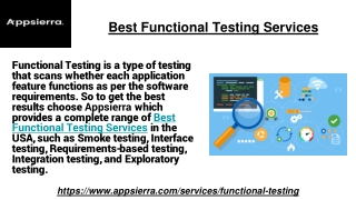 Best Functional Testing Services
