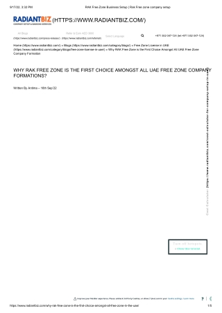 RAK Free Zone Business Setup | Rak Free zone company setup cost