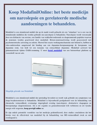 Koop ModafinilOnline: het beste medicijn om narcolepsie en gerelateerde medische