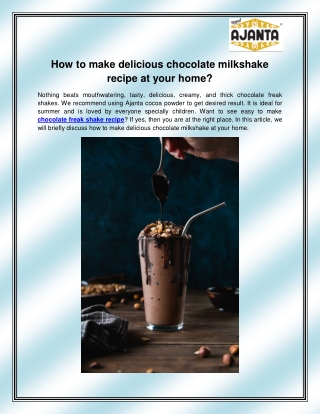 Chocolate Freak Shake Recipe