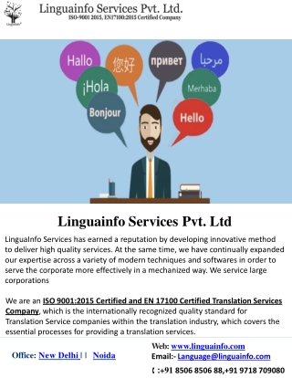 Certified Language Translation Company In India|Linguainfo