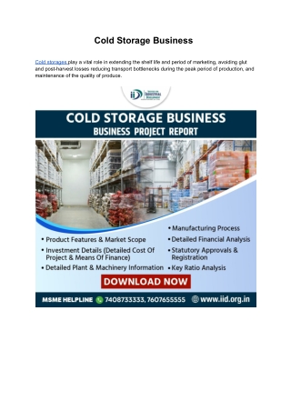 Multipurpose Cold Storage project report,