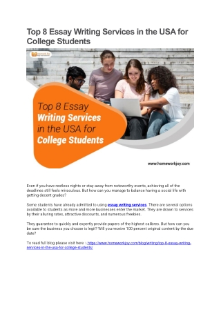 Top 8 Essay Writing Services in the USA for College Students