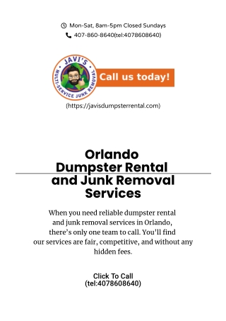 Orlando FL Dumpster Rental