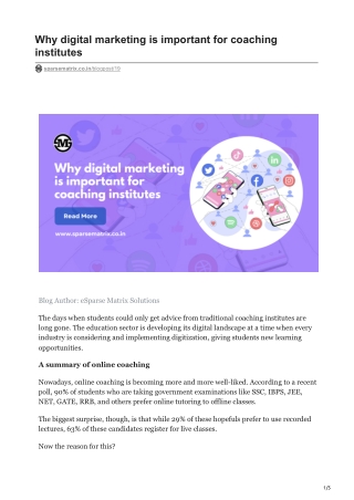 Why digital marketing is important for coaching institutes