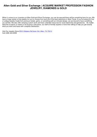 Allen Gold and Silver Exchange | PURCHASE SELL TRADE FASHION JEWELRY, DIAMONDS & GOLD