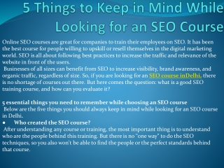 5 Things to Keep in Mind While Looking for an SEO Course