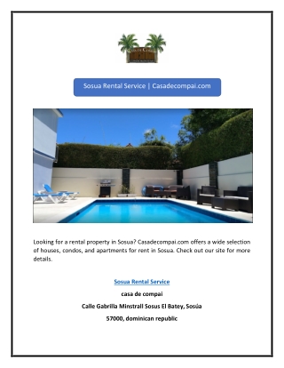 Sosua Rental Service  Casadecompai