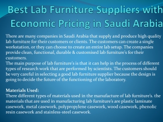 Best Lab Furniture Suppliers with Economic Pricing in Saudi Arabia