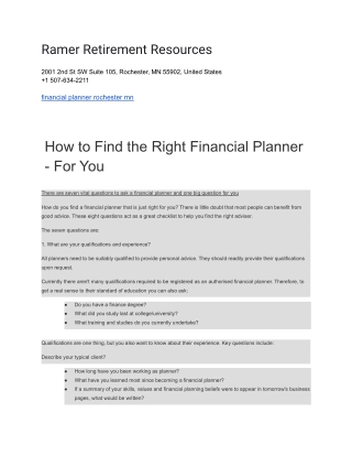 Ramer Retirement Resources