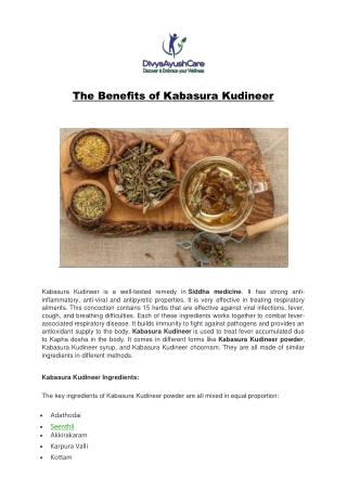 The Benefits of Kabasura Kudineer