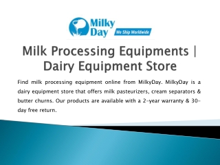 Milk Processing Equipments | Dairy Equipment Store